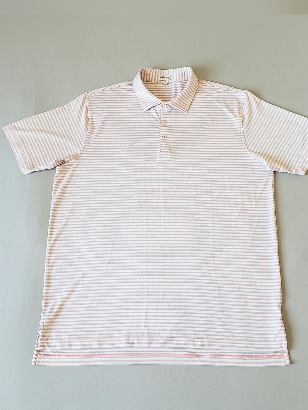 NWOT! PETER MILLAR Men's Summer Comfort Striped Golf Polo Shirt (XL) Coral/Blue